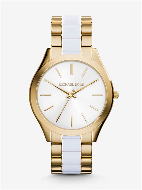 michael kors slim runway gold tone acetate watch|Michael Kors slim runway smartwatch.